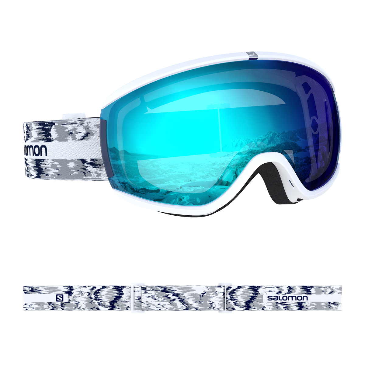 фото Горнолыжная маска salomon goggles ivy 2021 white glitch/univ mid blue, one size