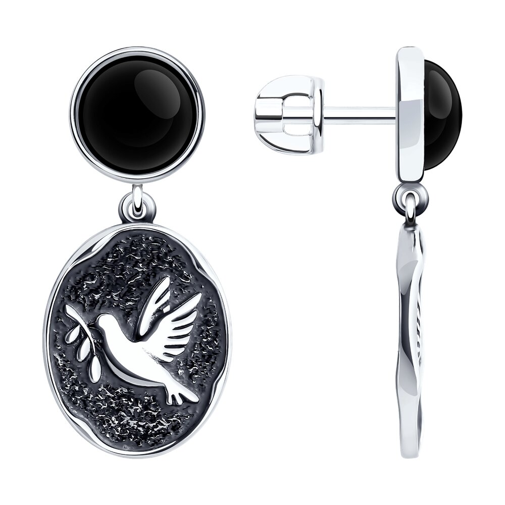

Серьги подвески из серебра SOKOLOV 83020350, агат, 83020350