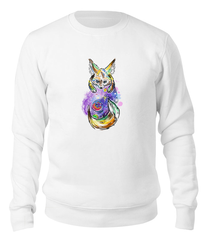 

Свитшот унисекс Printio Лиса космос белый XS, Лиса космос