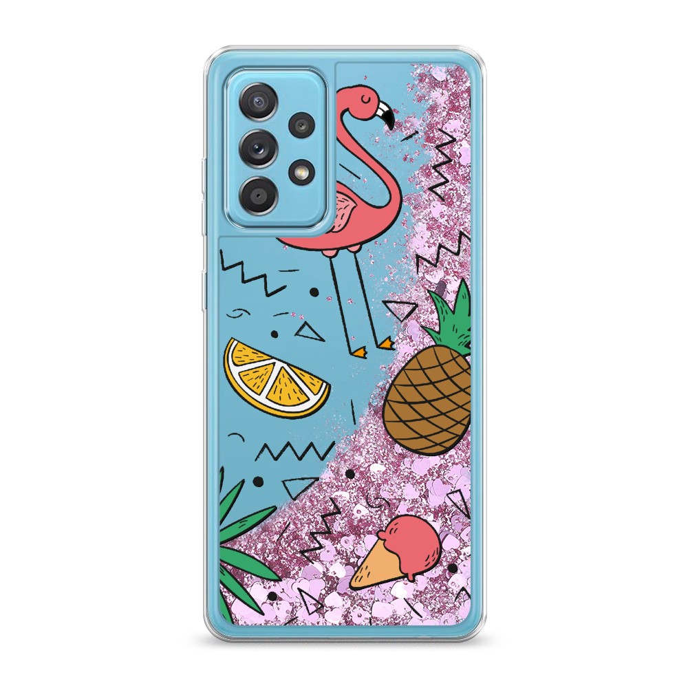 

Жидкий чехол с блестками "Гавайский фон" на Samsung Galaxy A52s