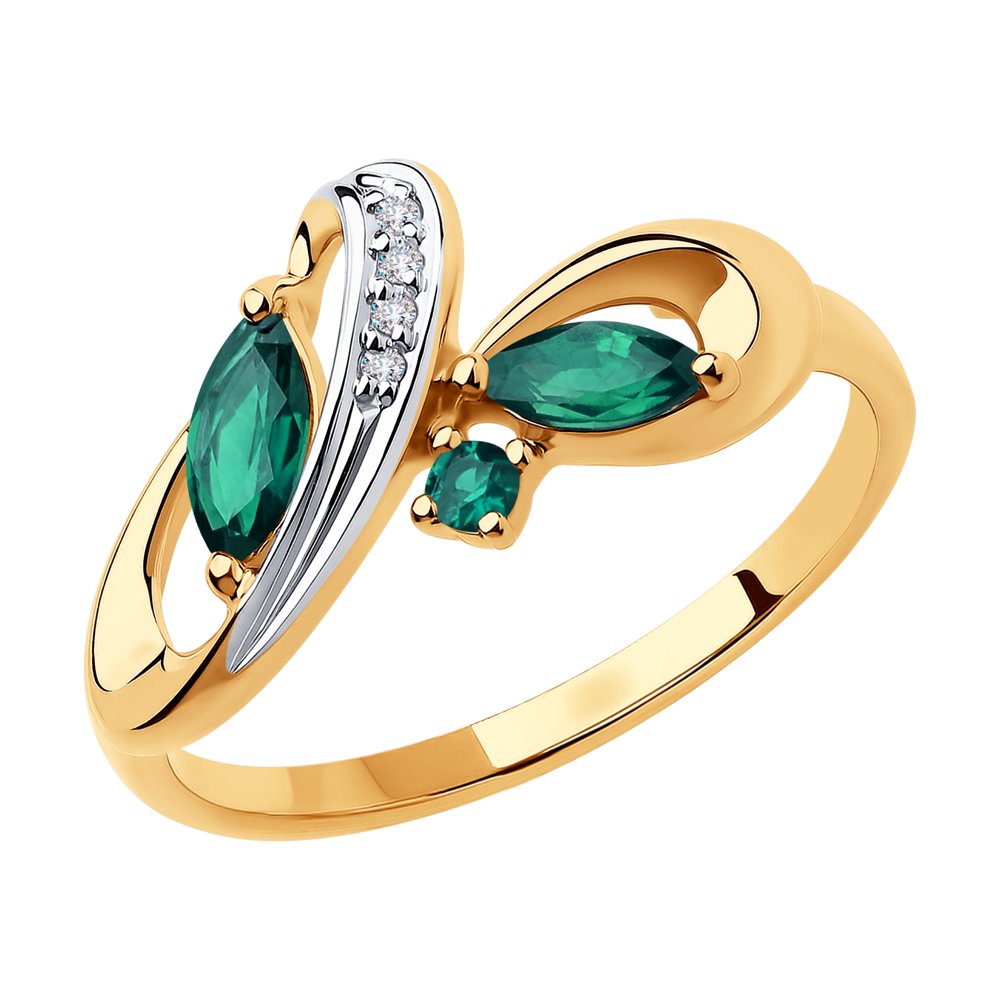 

Кольцо из красного золота с бриллиантом/изумрудом р.  Diamant 51-210-00543-2, 51-210-00543-2