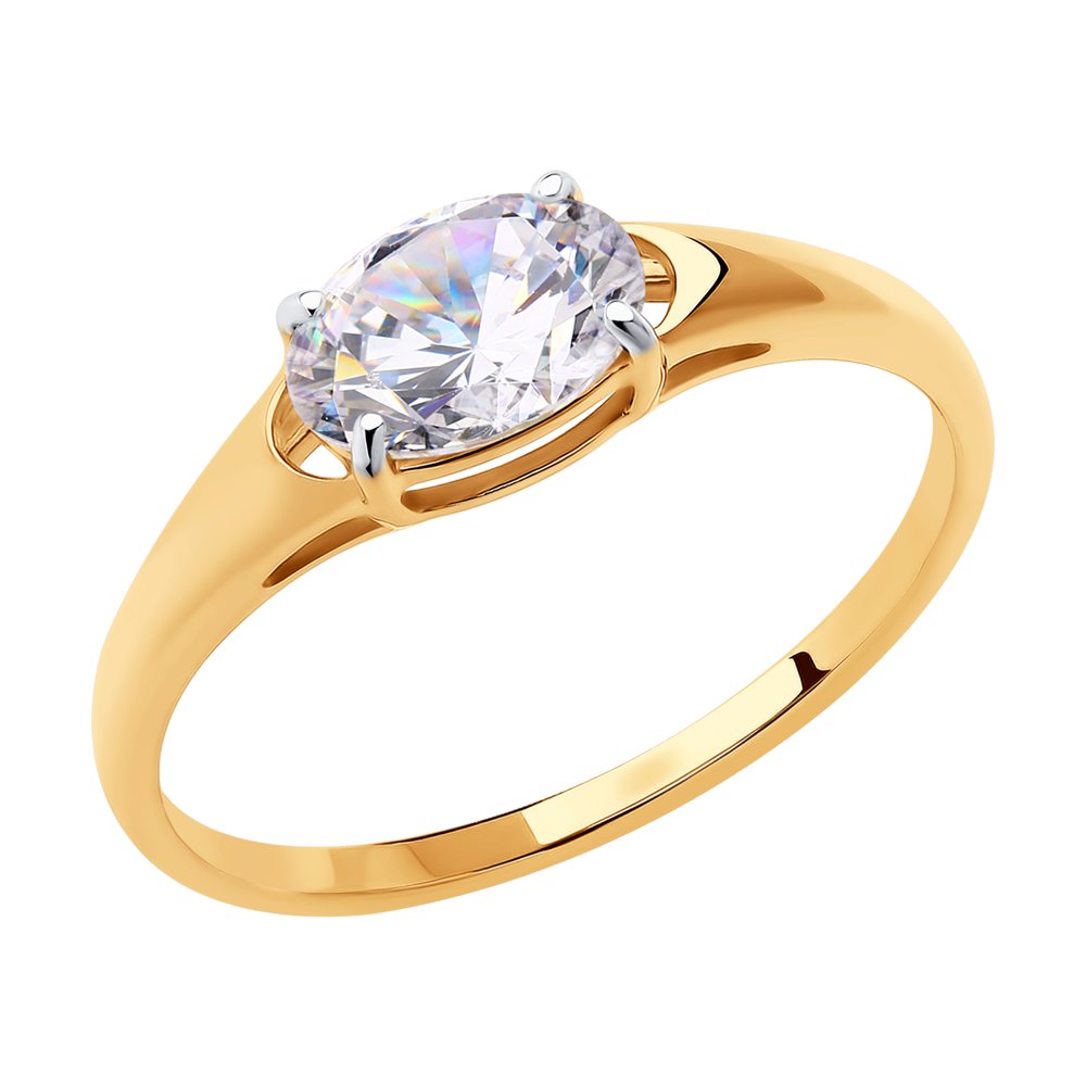 

Кольцо из красного золота с фианитом р. 19 Diamant 51-110-00684-1, 51-110-00684-1