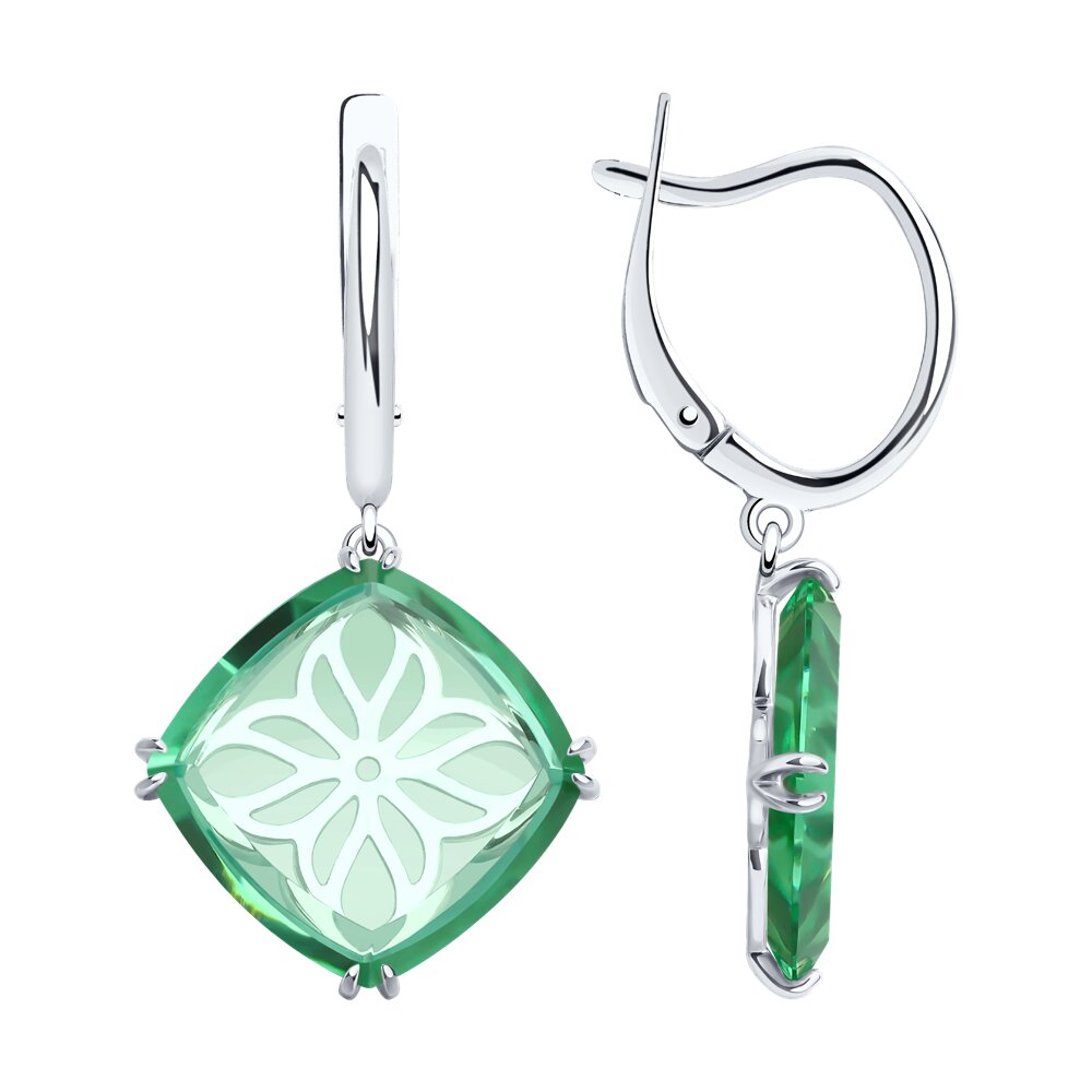 

Серьги подвески из серебра SOKOLOV 92022770, ситалл искусственный, 92022770