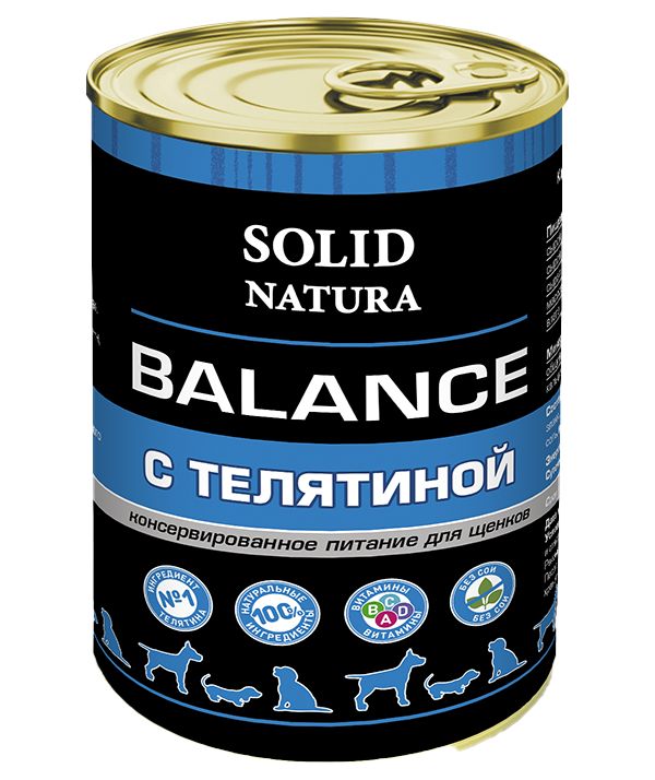 

Консервы для собак Solid Natura Balance, Телятина, 340 г