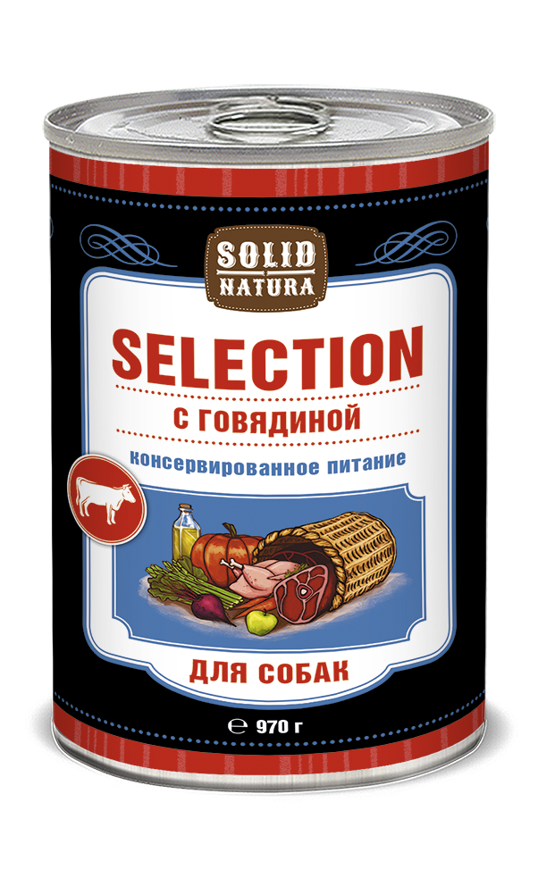 фото Solid natura selection говядина влажный корм для собак жестяная банка 0,97 кг