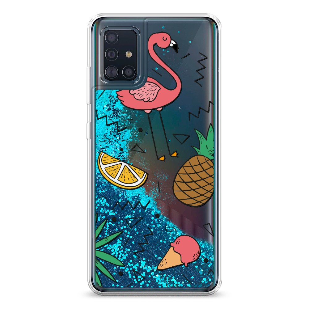 

Жидкий чехол с блестками "Гавайский фон" на Samsung Galaxy A51