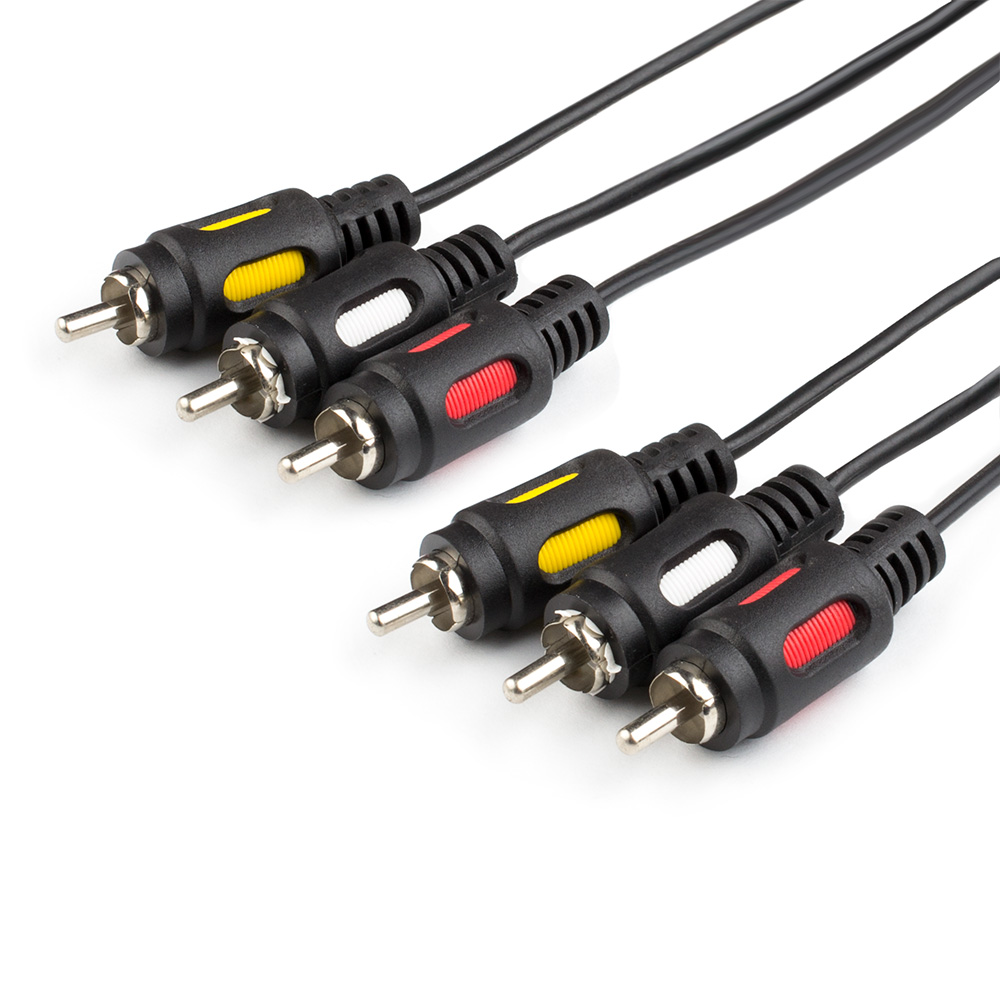 Кабель Atcom 3RCA - 3RCA 1,8 м Black