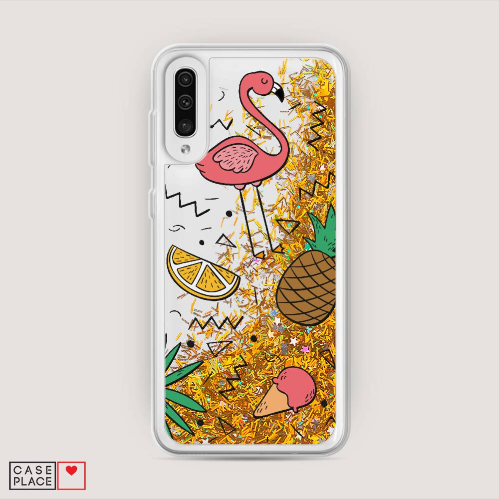 

Жидкий чехол с блестками "Гавайский фон" на Samsung Galaxy A50, 27790-1