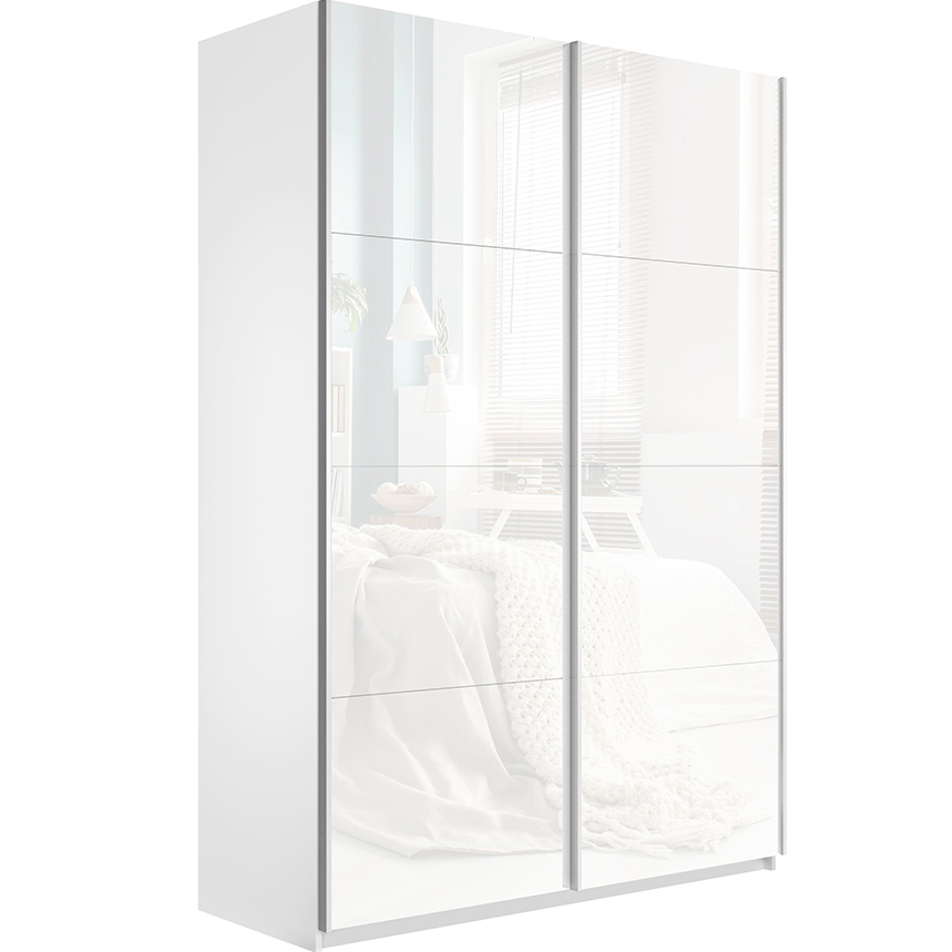 

Шкаф Е1 Прайм дуо Белое стекло 140 Белый снег