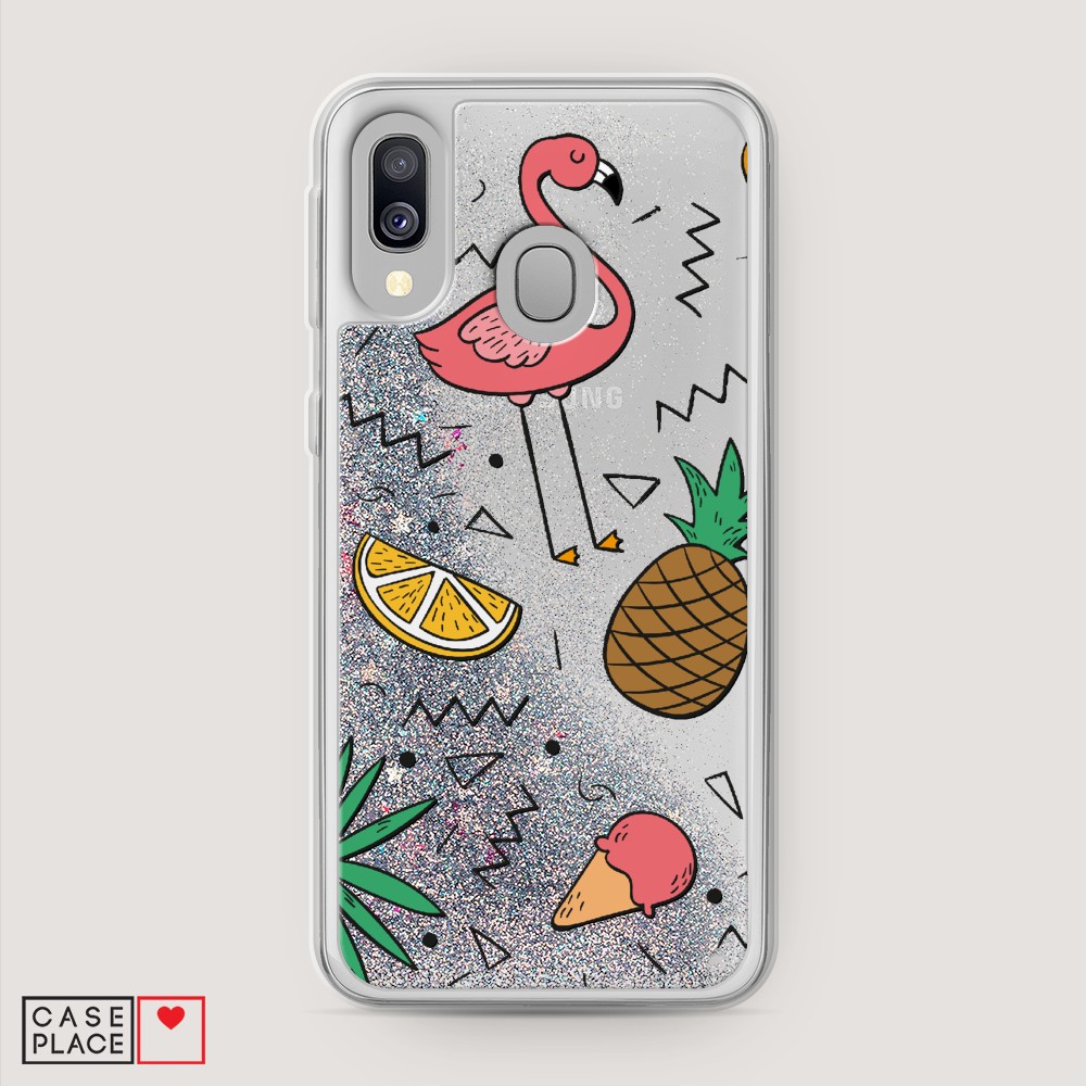

Жидкий чехол с блестками "Гавайский фон" на Samsung Galaxy A40