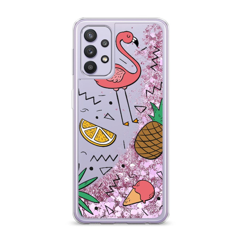 

Жидкий чехол с блестками "Гавайский фон" на Samsung Galaxy A32