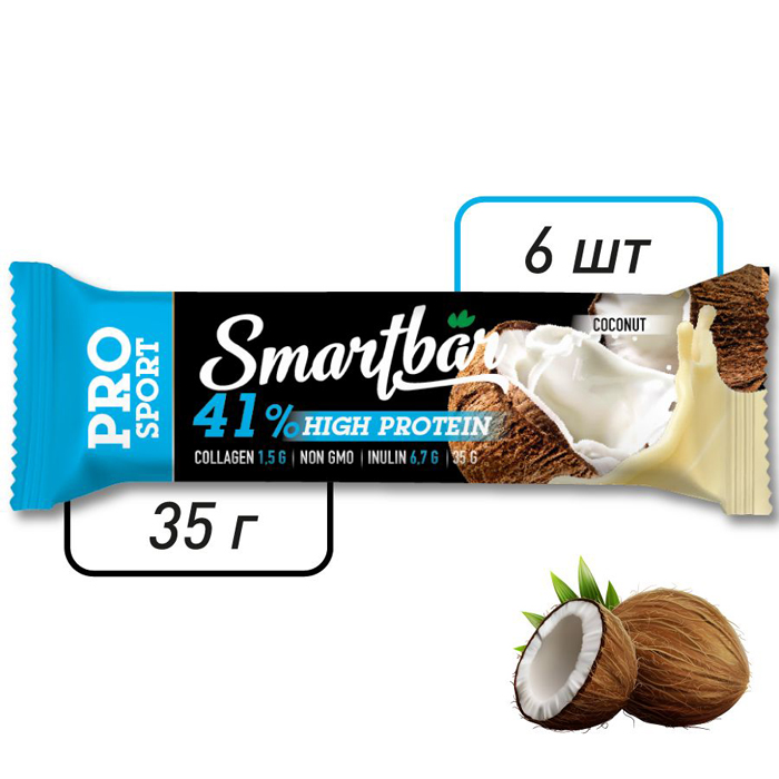 фото Батончик протеиновый smartbar protein pro "кокосовый" 6 шт. х 35 г
