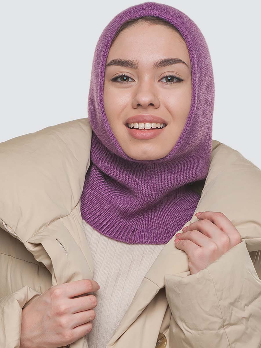 

Шапка капор женская Marmalato 851-055 фиолетовая, one size, 851-055