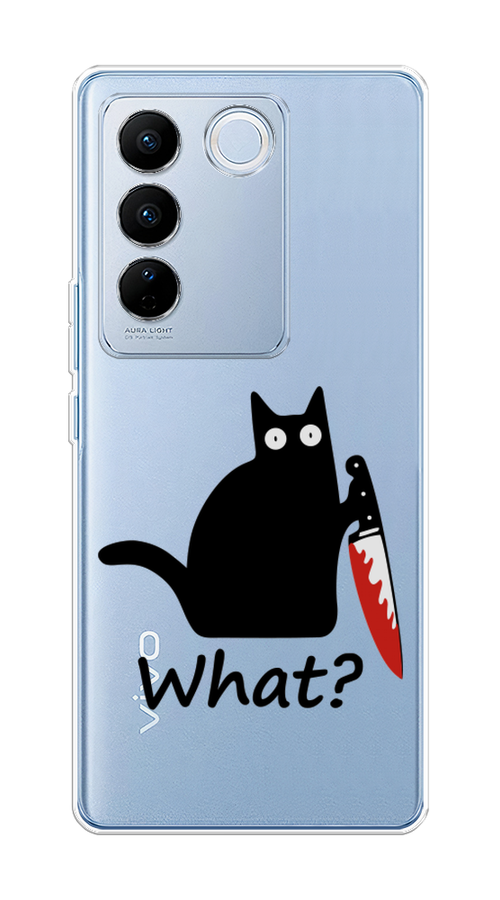 

Чехол на Vivo V27/V27 Pro "Котик с ножом", Черный;красный, 268450-6