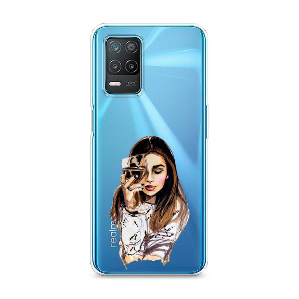 фото Силиконовый чехол "девушка с бокалом" на realme 8 5g awog