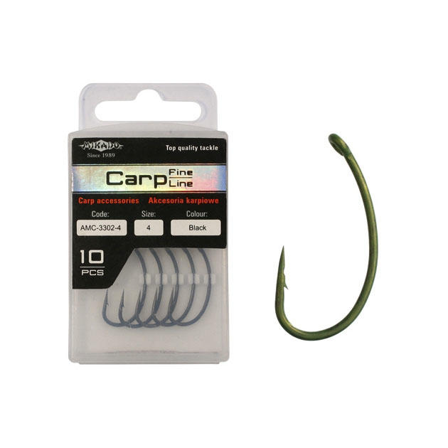 

Крючки Mikado Carp Fine Line с покрытием никель + тефлон - 12003 № 6 (с ушком) ( 10 шт.), Fine Line