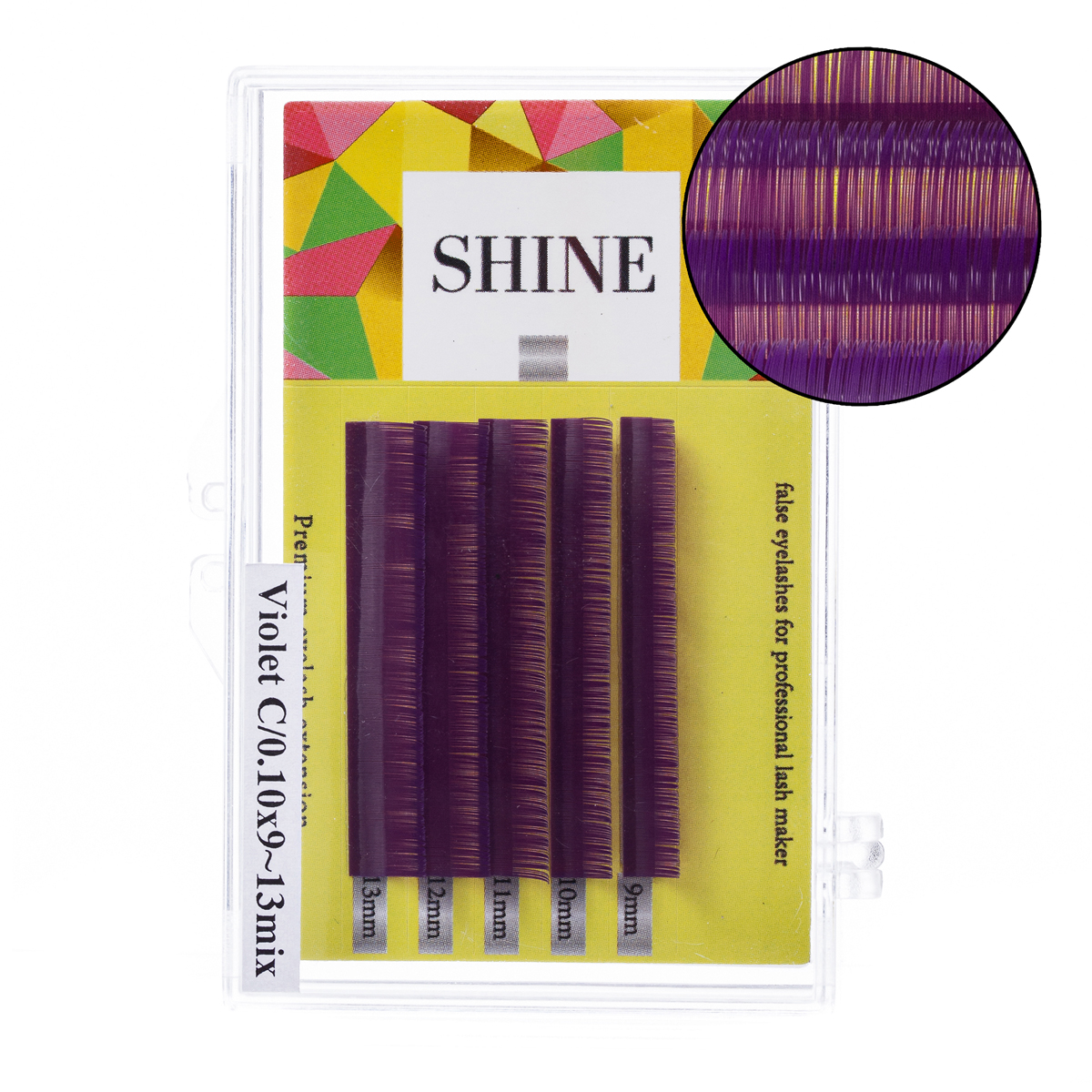 

Ресницы цветные SHINE (фиолетовые), 5 лент C 0.10 9-13 mm