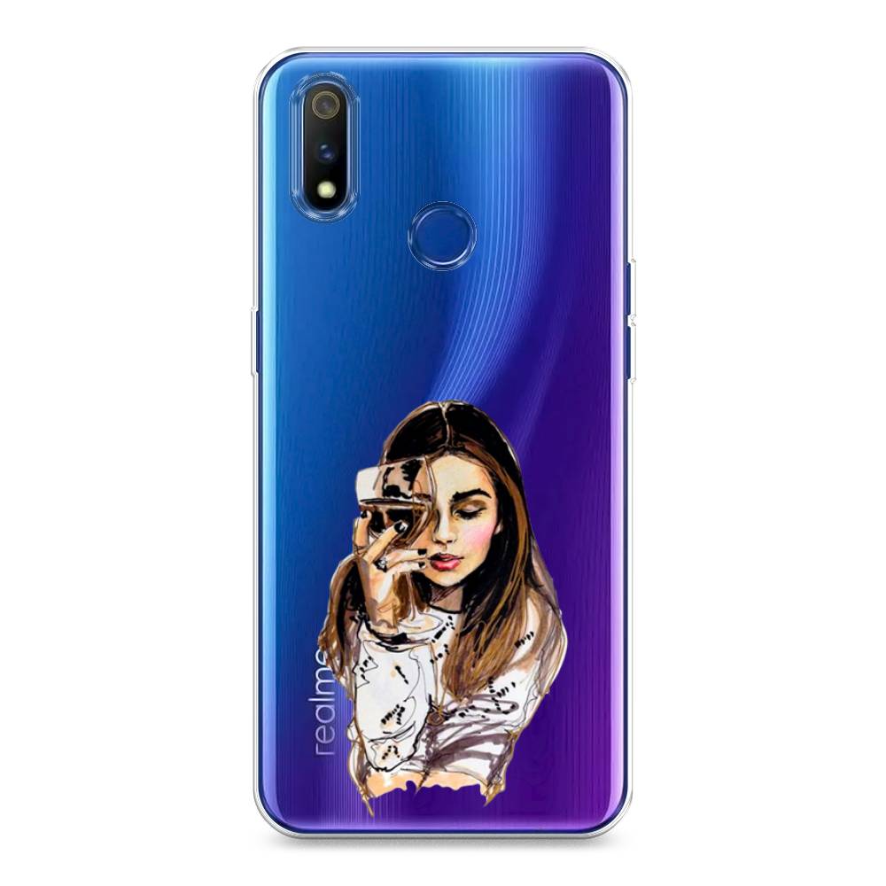

Чехол Awog на Realme 3 Pro "Девушка с бокалом", Разноцветный, 251250-7