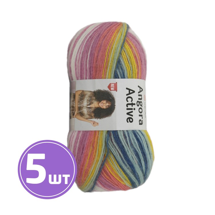 

Пряжа YarnArt Angora Active New Ангора актив нью 858 мультиколор 5 шт по 100 г, Разноцветный