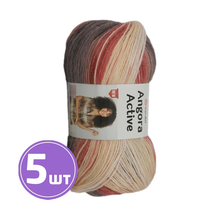 

Пряжа YarnArt Angora Active New Ангора актив нью 851 мультиколор 5 шт по 100 г, Разноцветный