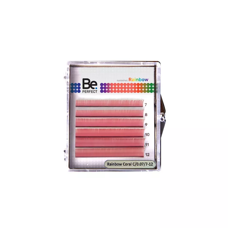 Цветные ресницы Be Perfect Rainbow Coral MIX D 0.07 7-12 mm 6 линий