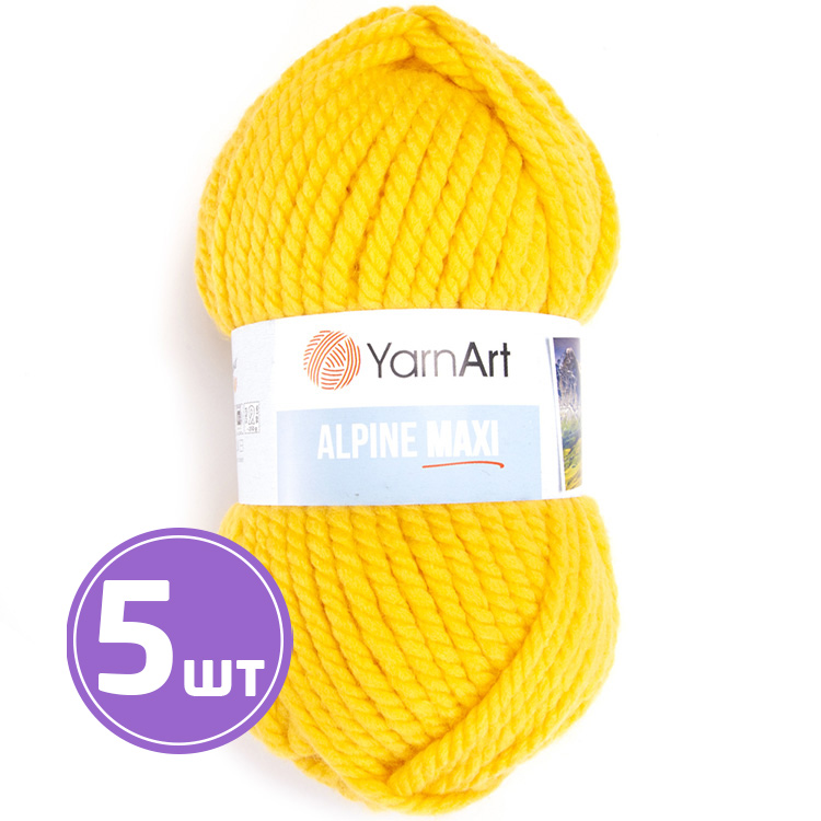 

Пряжа YarnArt Alpine Maxi Альпина Макси 679 канарейка 5 шт по 250 г, Желтый