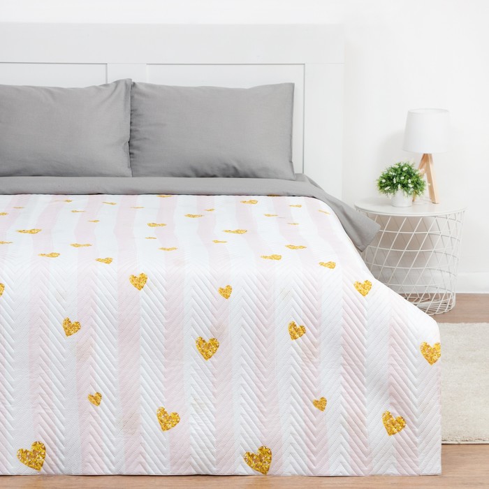 

Покрывало 1,5сп Экономь и Я Golden hearts 150x210±5см, 100% полиэстер, 190гр/м2