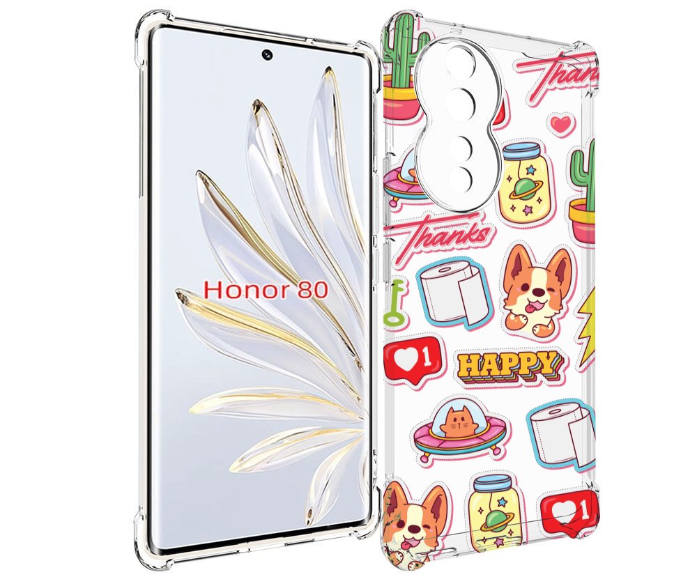 

Чехол MyPads милые-стикеры-корги для Honor 80, Прозрачный, Tocco