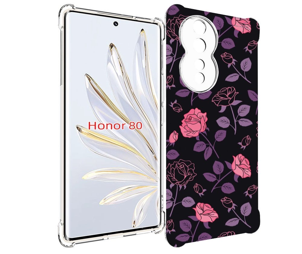 

Чехол MyPads маленькие розочки на черном фоне женский для Honor 80, Прозрачный, Tocco