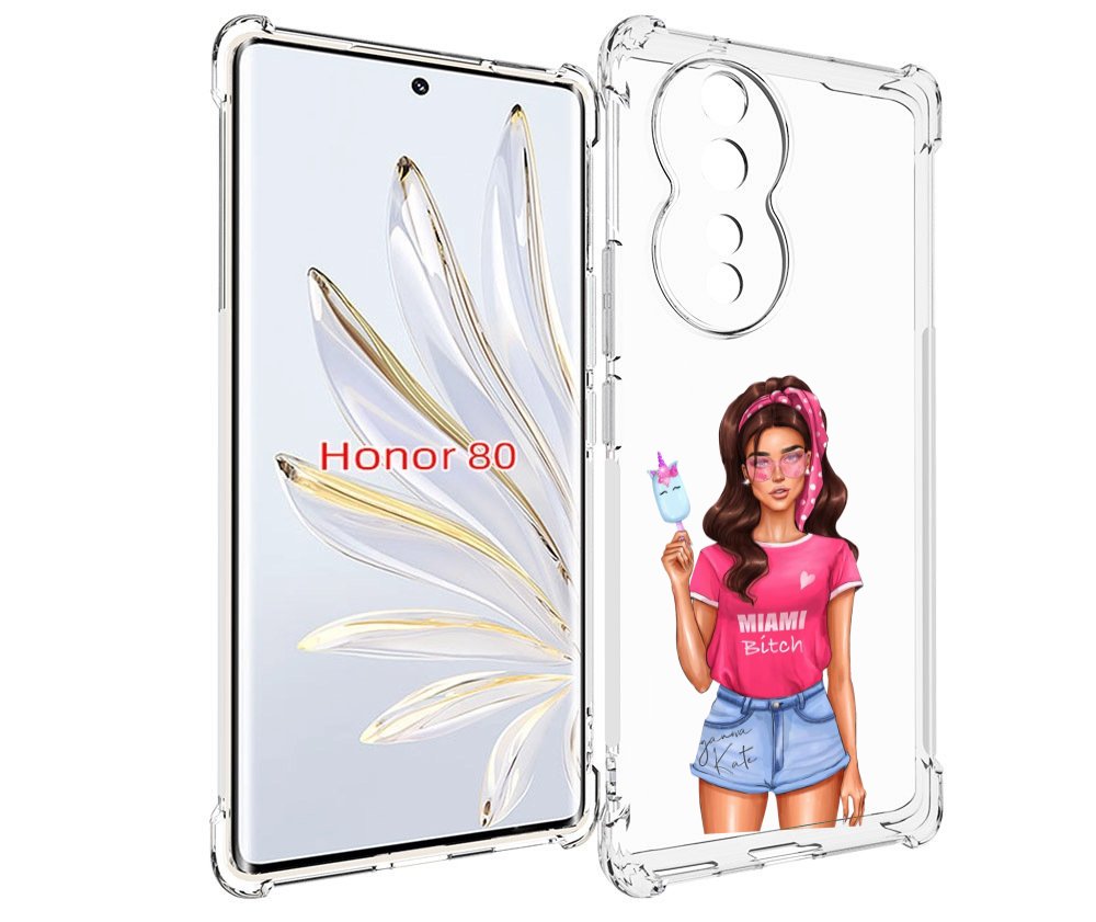 

Чехол MyPads майами-битч женский для Honor 80, Прозрачный, Tocco