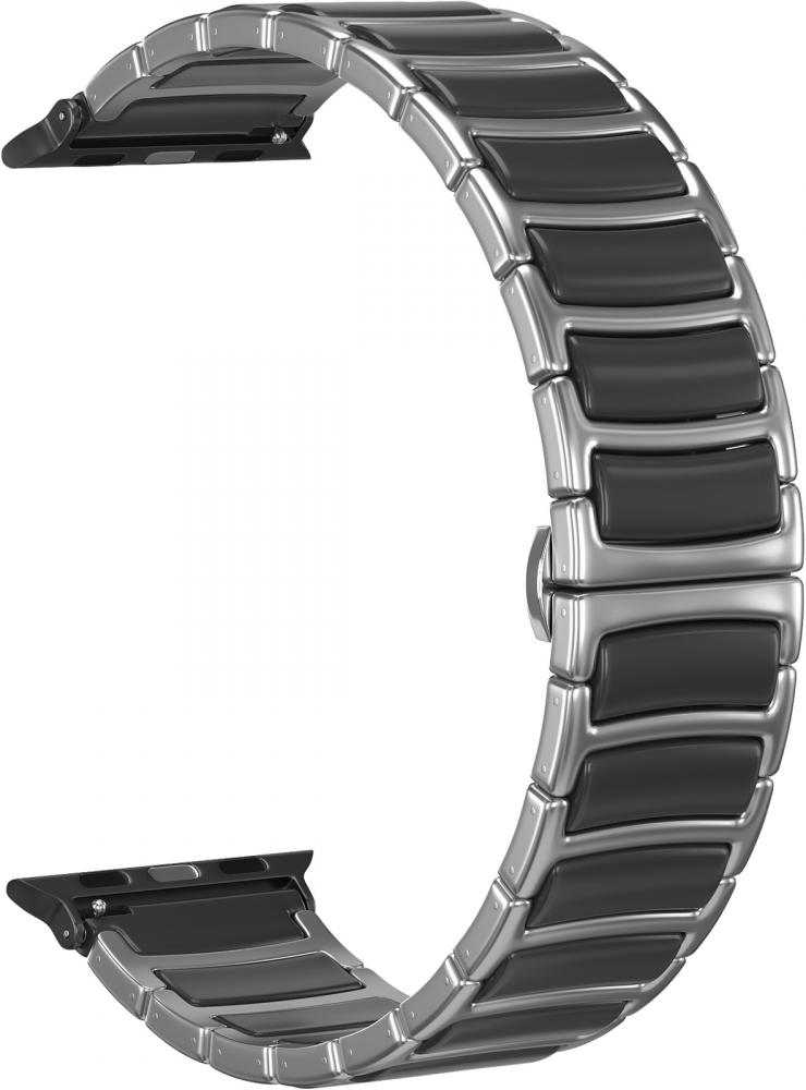 

Ремешок стальной GSMIN Camo для Apple Watch 42/44mm (Серебристо-черный)
