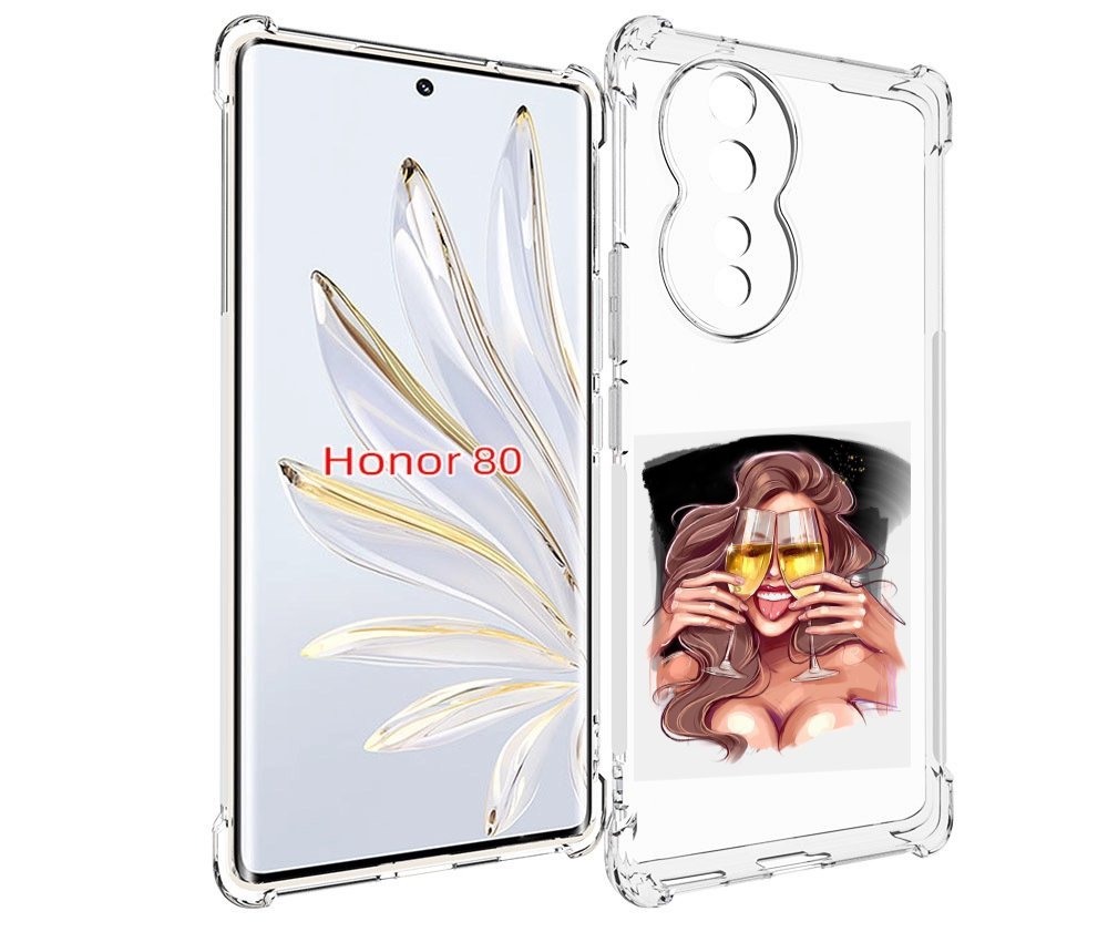 

Чехол MyPads любительница-шампанского-модель женский для Honor 80, Прозрачный, Tocco