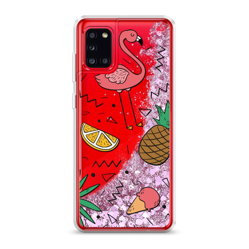 

Жидкий чехол с блестками "Гавайский фон" на Samsung Galaxy A31