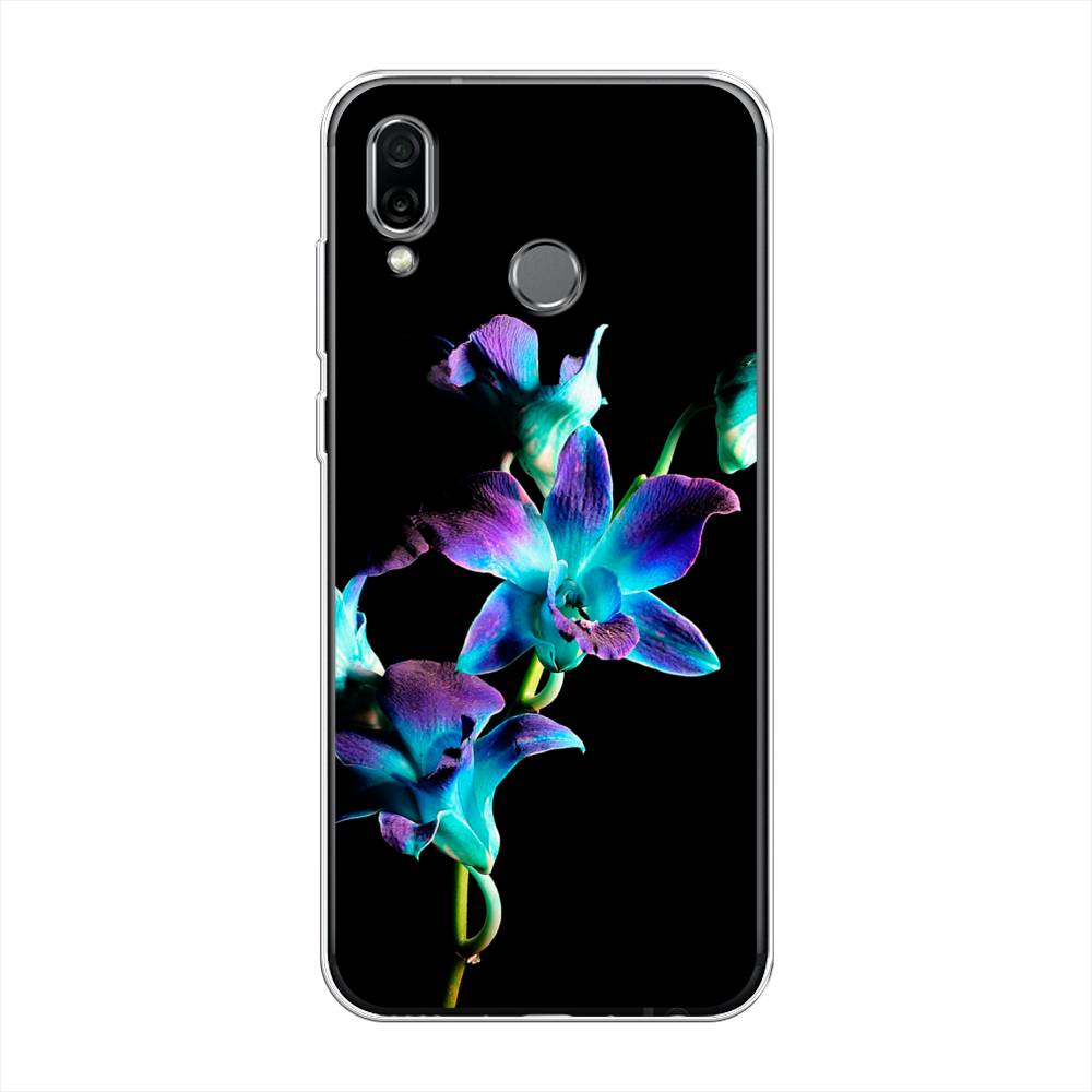 фото Чехол awog "синий цветок на черном" для huawei honor play