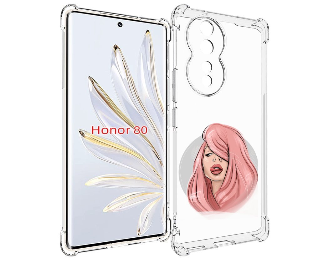 

Чехол MyPads лицо-девушки-с-розовыми-волосами женский для Honor 80, Прозрачный, Tocco