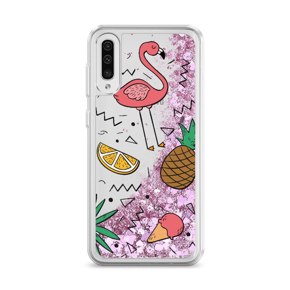 

Жидкий чехол с блестками "Гавайский фон" на Samsung Galaxy A30s