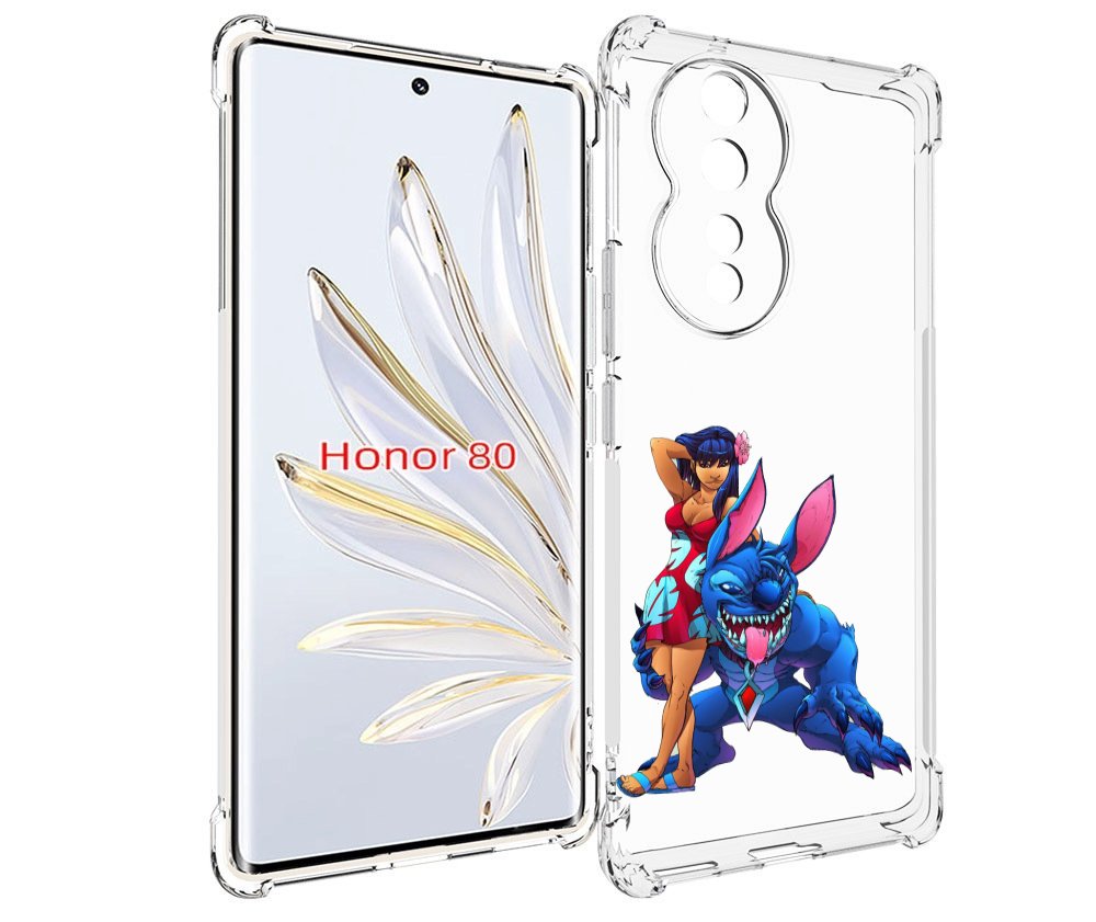 

Чехол MyPads лило и накаченный стич детский для Honor 80, Прозрачный, Tocco