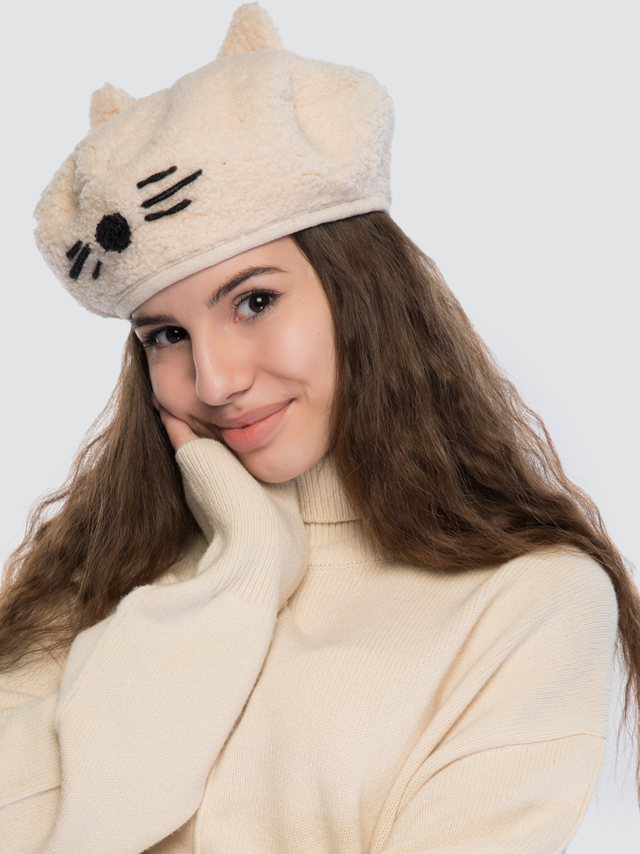 

Берет женский Marmalato 214-010 бежевый/черный, one size, 214-010