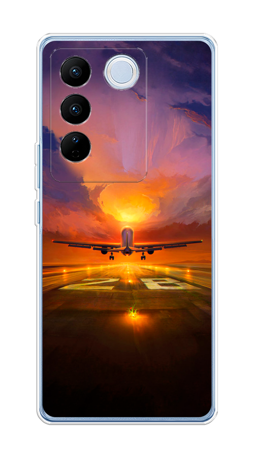 

Чехол на Vivo V27/V27 Pro "Самолет на посадке", Оранжевый;синий, 268450-6