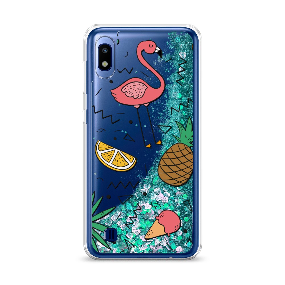 

Жидкий чехол с блестками "Гавайский фон" на Samsung Galaxy A10