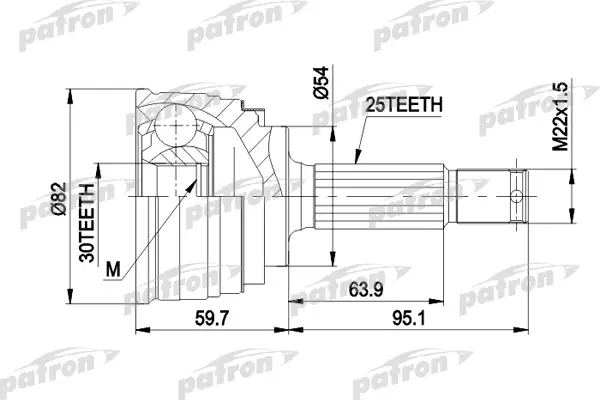 

ШРУС наружн к-кт 25x54x30 MITSUBISHI: COLT 1.6/1.8 94-, GALANT 1.8 92-96 PATRON PCV1329