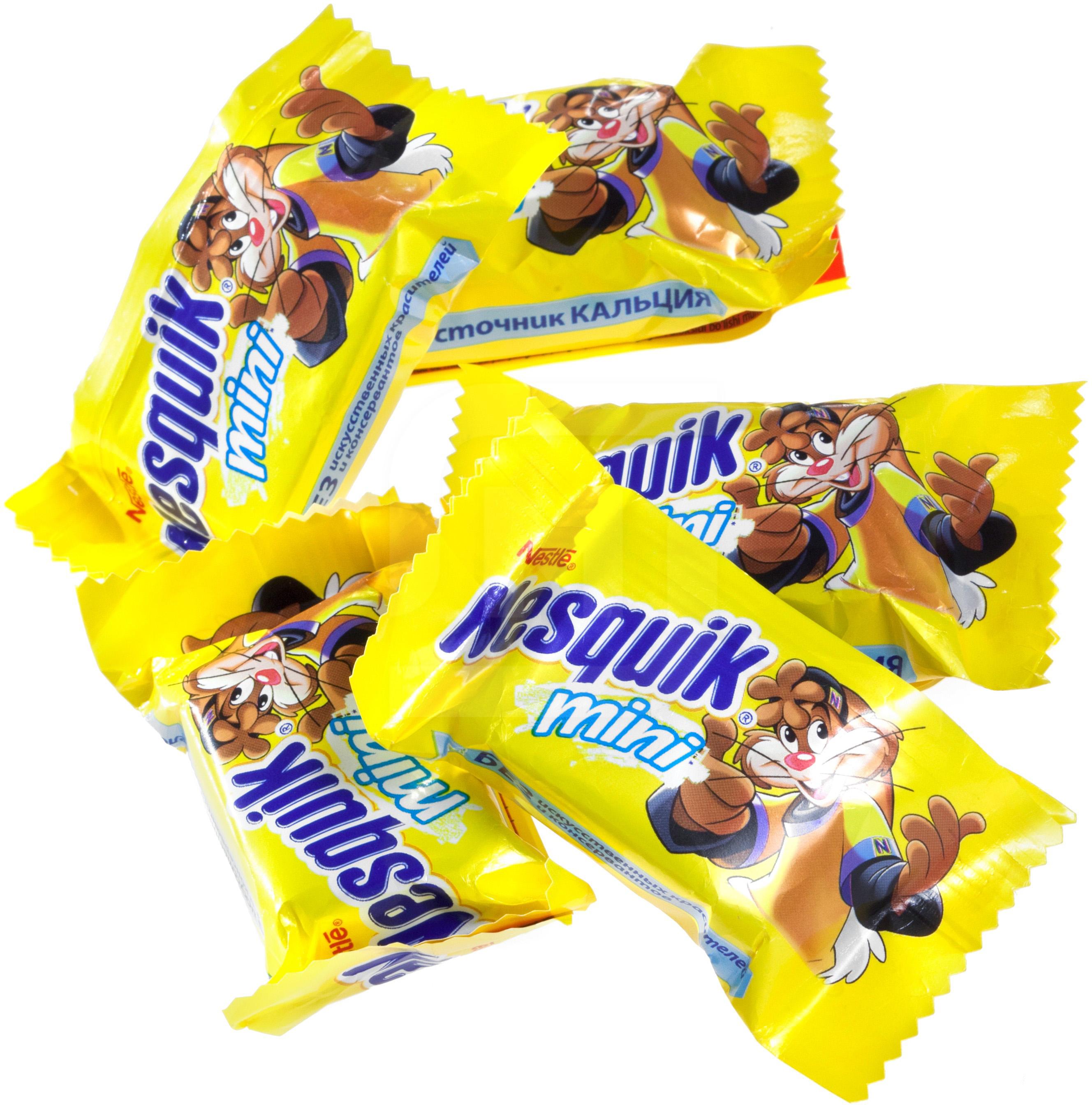 

Шоколадные конфеты Nesquik Mini нуга-молочная начинка-хрустящий рис 200 г