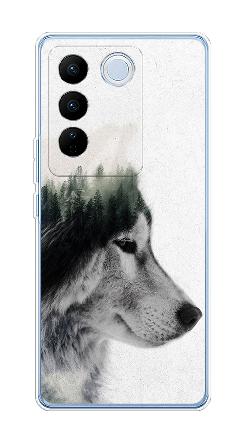 

Чехол на Vivo V27/V27 Pro "Волк лес", Серый;белый, 268450-1