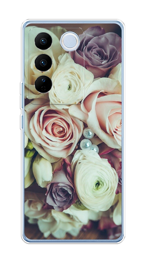 

Чехол на Vivo V27/V27 Pro "Свадебный букет", Белый;фиолетовый, 268450-2