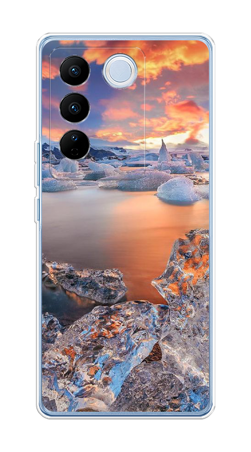 

Чехол на Vivo V27/V27 Pro "Ледники", Синий;оранжевый, 268450-2