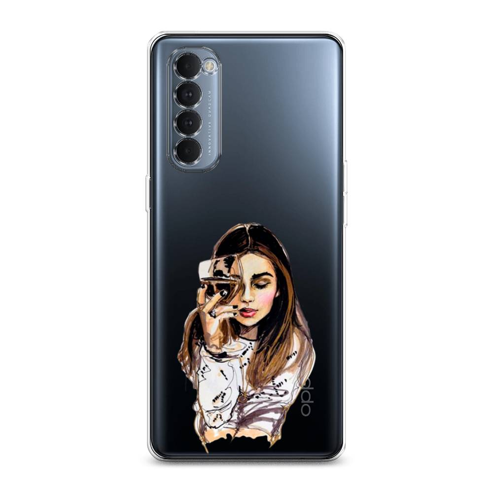 

Чехол Awog на Oppo Reno 4 Pro "Девушка с бокалом", Разноцветный, 258950-7