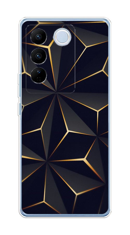 

Чехол на Vivo V27/V27 Pro "Черные полигоны", Золотистый;черный, 268450-3