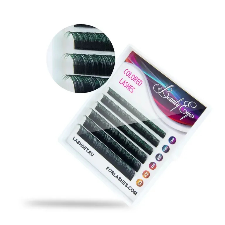 

Ресницы Beauty Eyes двухтоновые мини Black green 6 линий D 0,07 8-13, Черный