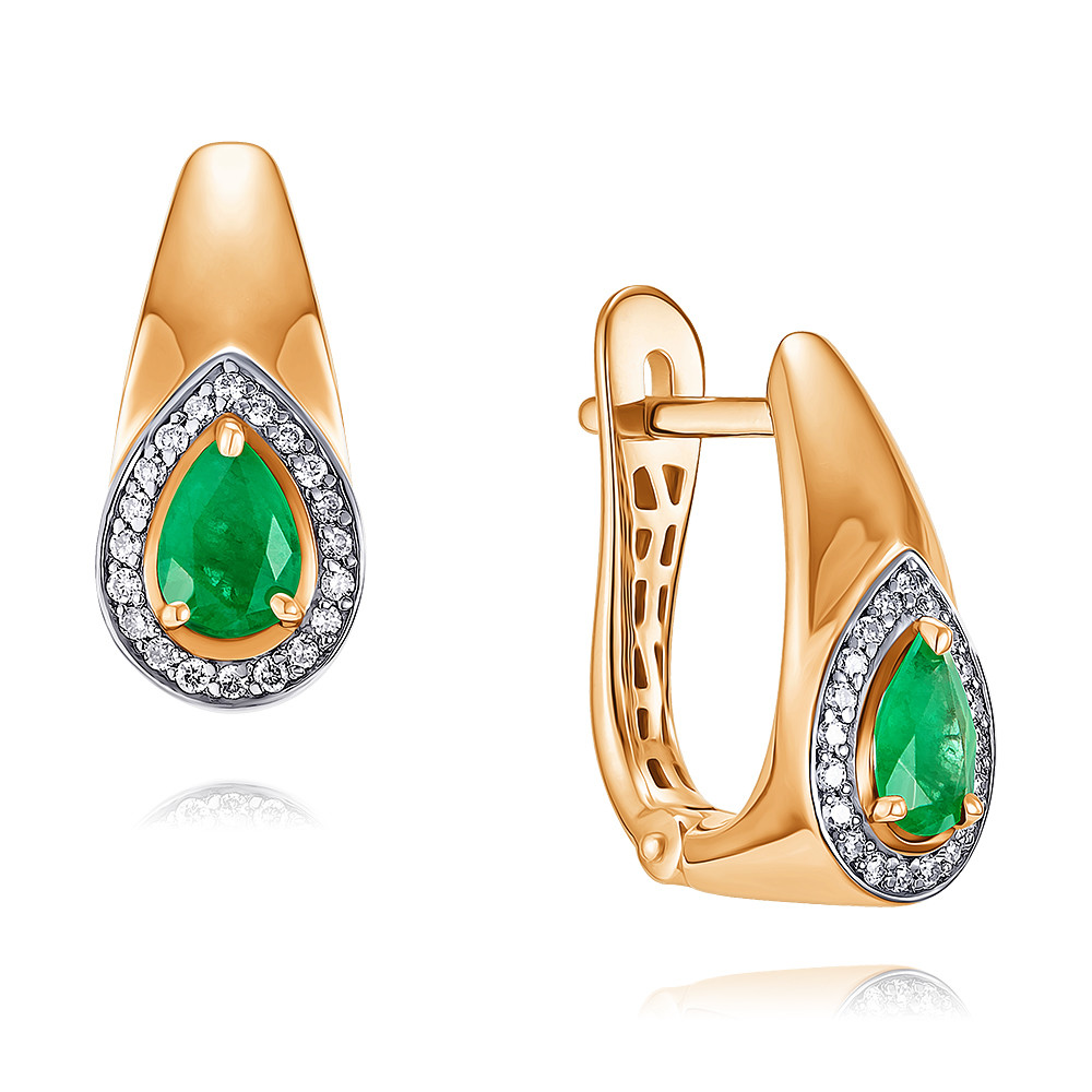 

Серьги из красного золота с изумрудом/бриллиантом ADAMAS 24040207/01-А50Ч-433, 24040207/01-А50Ч-433