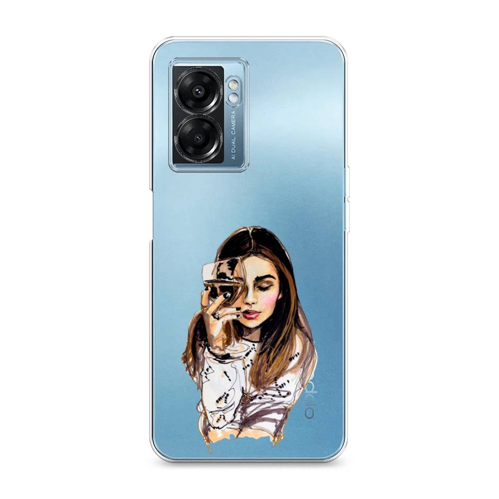 

Чехол Awog на Oppo A57 5G/A56s/OnePlus Nord N300 5G "Девушка с бокалом", Разноцветный, 2510250-7